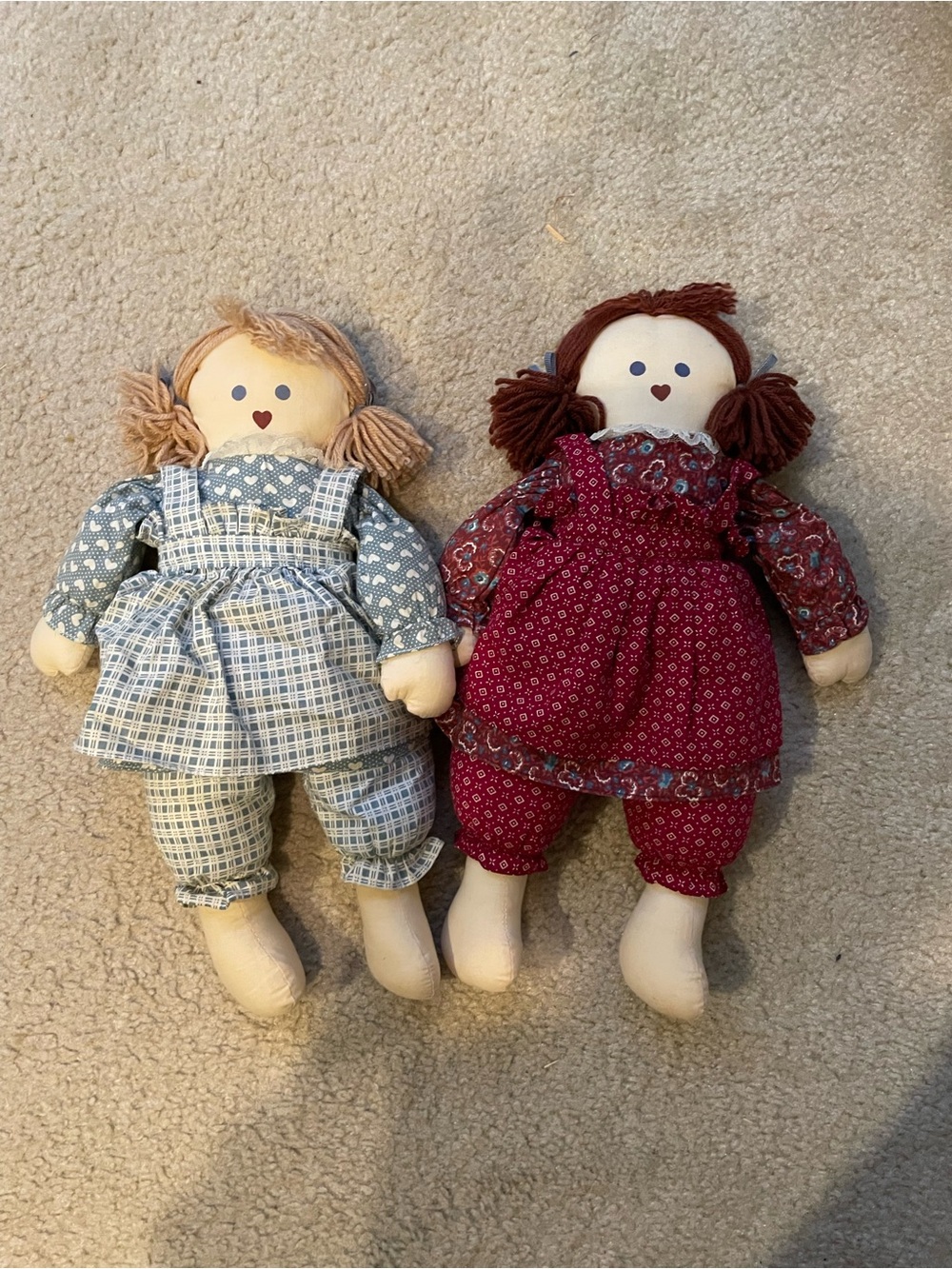Set of two vintage rag dolls